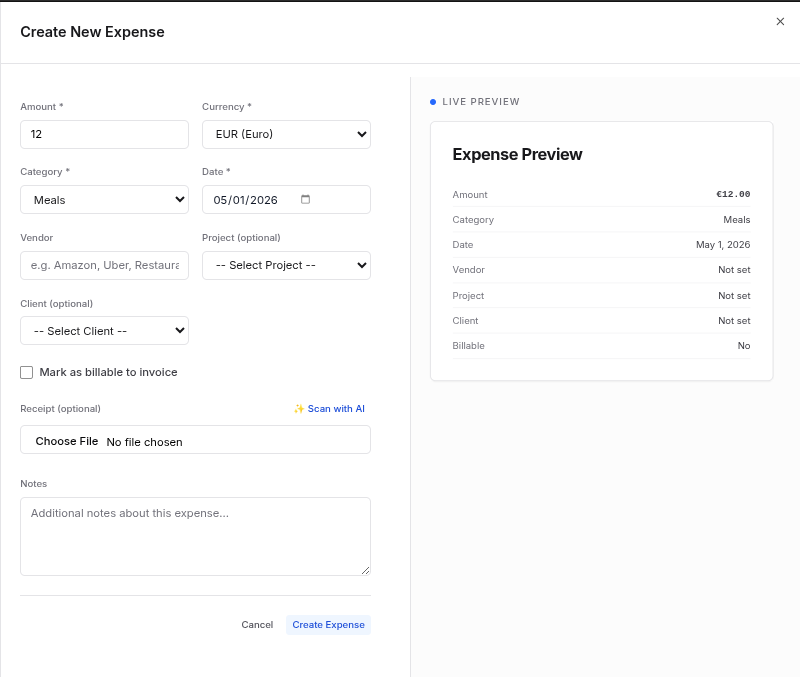 New expense form