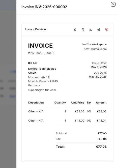 Add to invoice — confirm