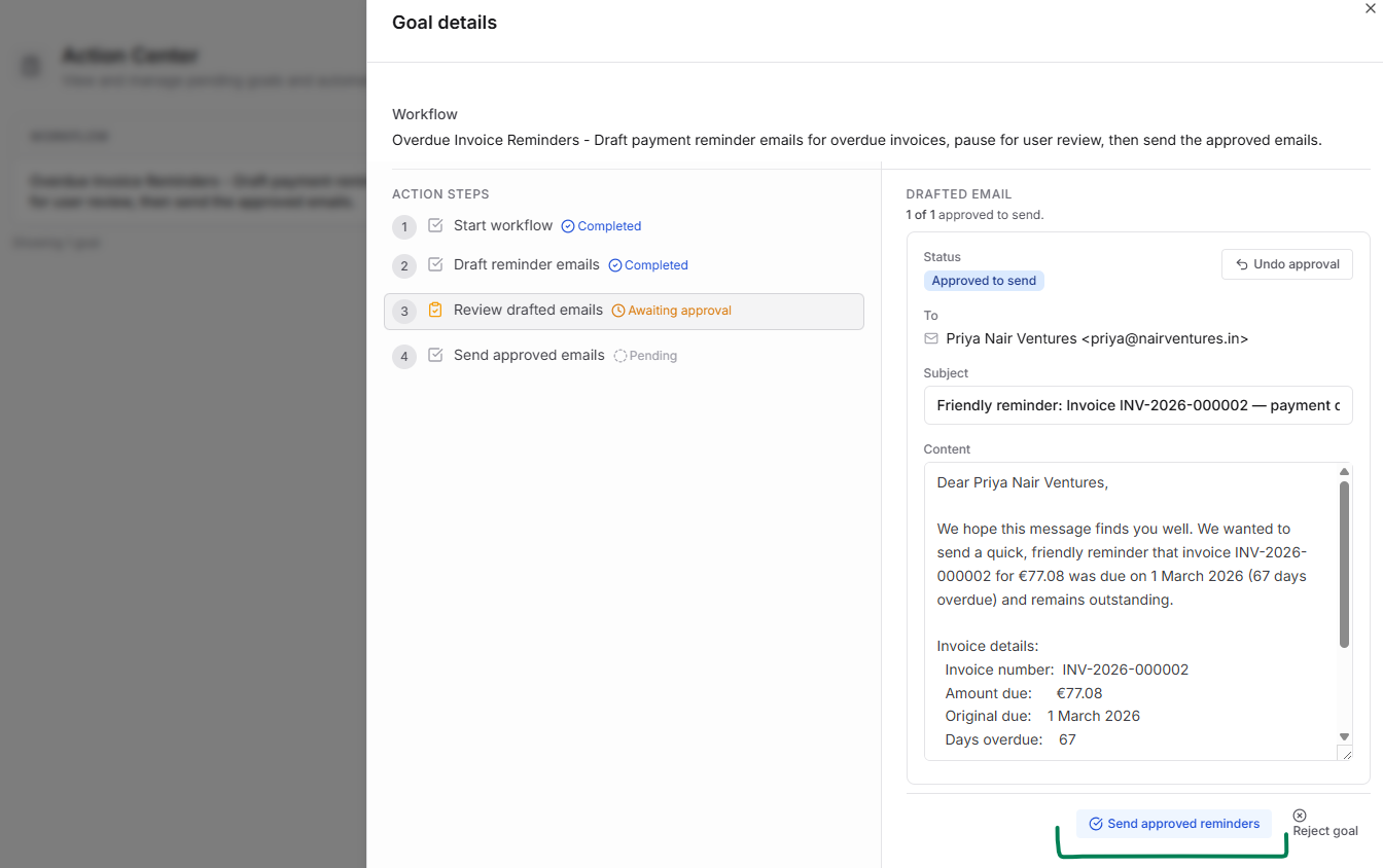 Email approved for sending and ready to dispatch