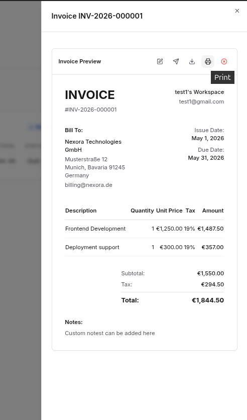 Print invoice